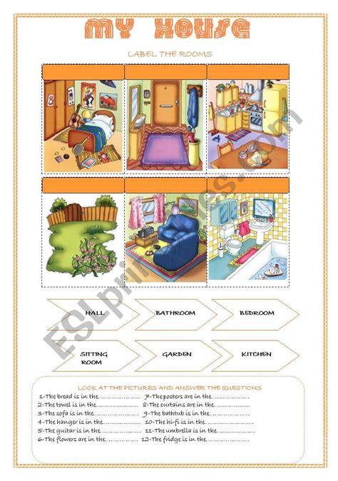 Rooms In The House Esl Worksheet By Rose95