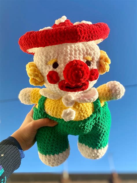 Giant Amigurumi Mushroom Clown Cute Chubby Mushroom Clown Art Etsy