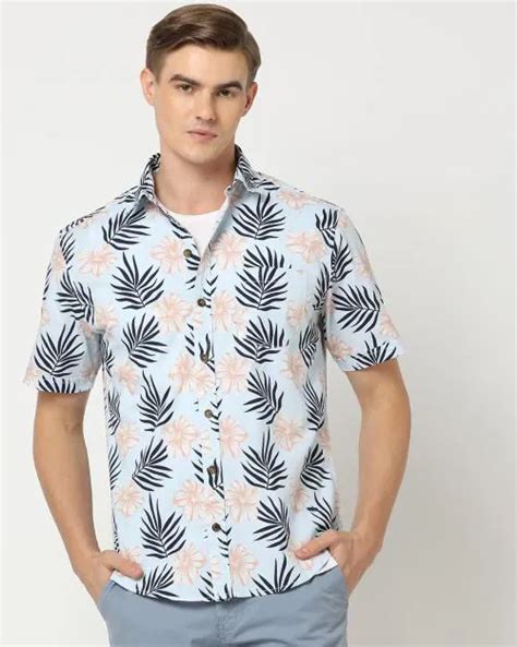 Buy Men Floral Print Slim Fit Shirt With Patch Pocket Online At Best Prices In India Jiomart