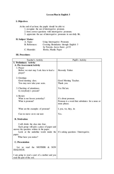 Detailed Lesson Plan In English 3 Context Clues Lesson Plans Grade 1