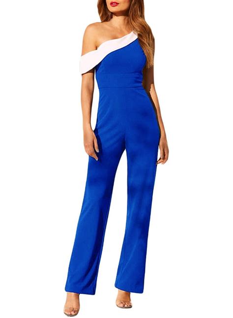 Colorblock One Shoulder Jumpsuit Jumpsuits For Women