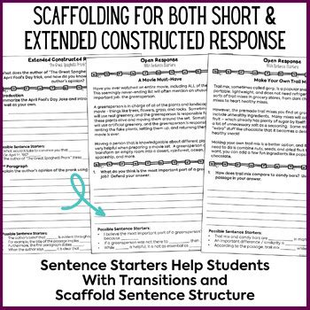 Short Extended Constructed Response Passages Questions ELA Practice