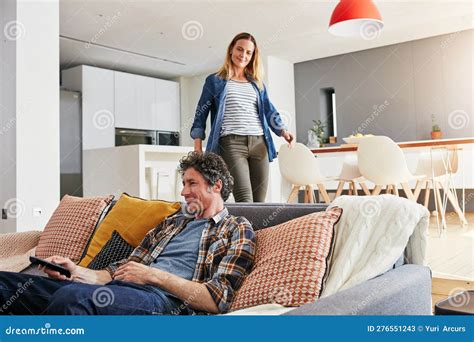 Let Me Join My Hubby And Watch Some Shows A Mature Man Chilling On The Sofa While His Wife Is