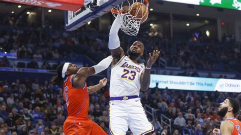 LeBron James Scores Season High 40 Points Lakers Beat Thunder To End 4