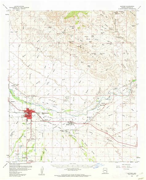 Safford Arizona 1960 1961 USGS Old Topo Map Reprint 15x15 AZ Quad