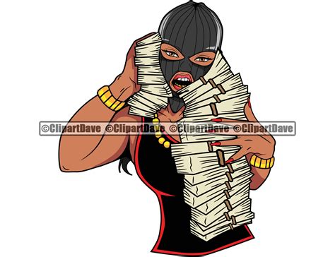 Gangster Woman Ski Mask Talking Money Stack Cell Phone Svg Etsy