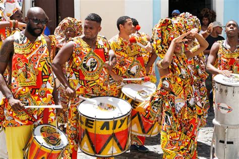 Dancer`s Small Parade With Traditional Costumes And Instruments