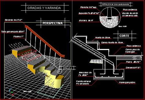 Barandal Tubular Y Vidrio En DWG 25 81 KB Librería CAD