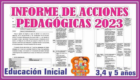 Informe De Acciones Pedag Gicas En Inicial Materiales Educativos