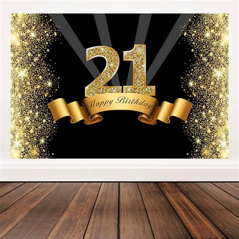 Glitter Black And Gold 21st Birthday Backdrop 21 Years Old Birthday