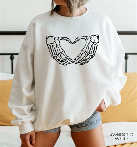 Skeleton Hand Sweatshirt Skeleton Heart Hoodie Funny Etsy