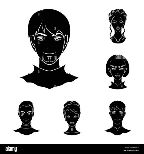 Avatar And Face Black Icons In Set Collection For Design A Person