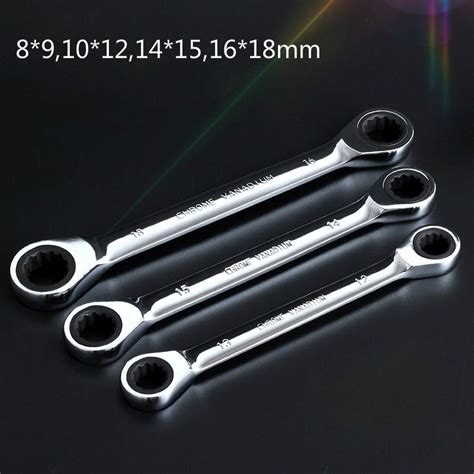 8 9 10 12 14 15 16 18mm One Way Double Headed Ratchet Wrench Set CR V