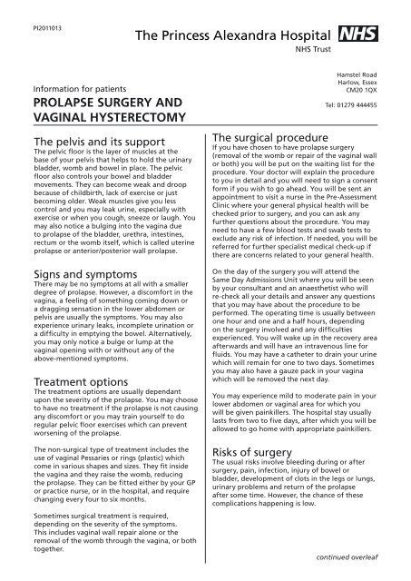 Prolapse Surgery And Vaginal Hysterectomy