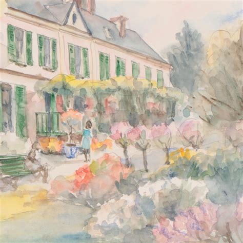 Watercolor Painting of Landscape of Claude Monet's House in Giverny | EBTH