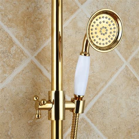 8 Modern Solid Brass Shower System Hand Shower In Gold Homary