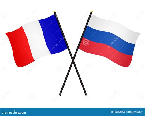 Banderas De Francia Y Rusia En D Aisladas En Fondo Blanco Stock De