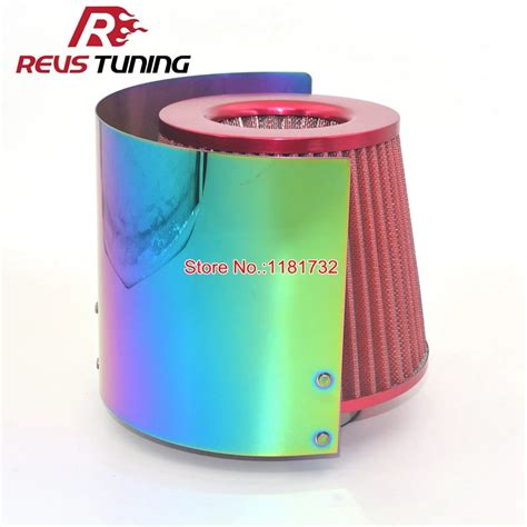 Stainless Steel Neochrome Racing Car Cold Air Intake Cone Sport Air Filter Cover Heat Shield In