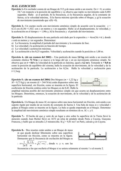 Ejercicios Resueltos Movimiento Armonico Simple Pdf