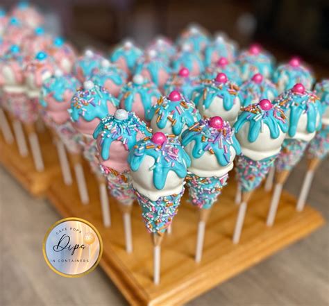 Gender Reveal Ice Cream Cone Cake Pops 3 Dozen Party Package Cake Pop Dips Cakes Pops In