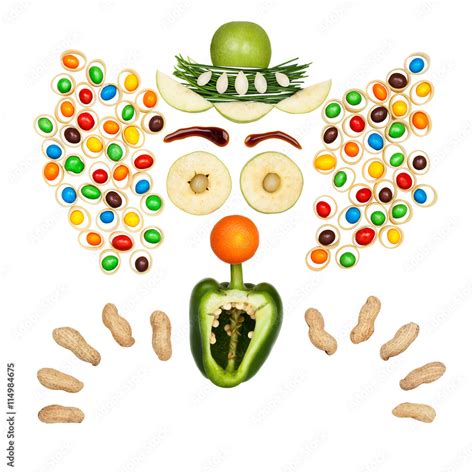 Scary Fruity Clown Funny Clown Made Of Vegetables And Fruits In A