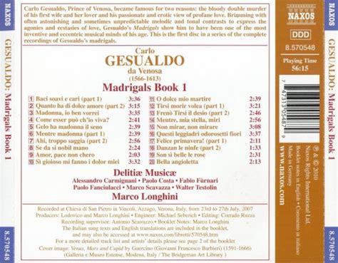 Gesualdo Madrigals Book 1 By Delitiae Musicae Marco Longhini On Plixid