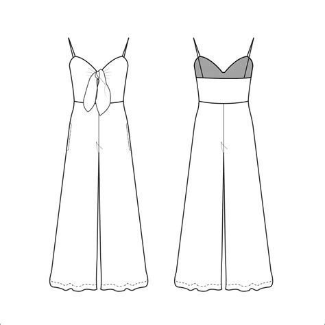 Jumpsuit Sketch For Ladies Vector Template 12885182 Vector Art At Vecteezy