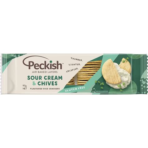 Peckish Rice Crackers Sour Cream And Chives 90g