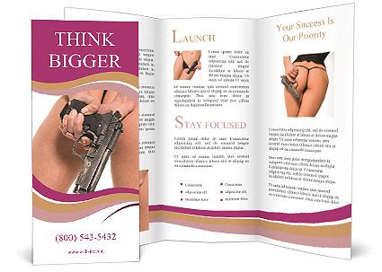 Naked Woman With Gun Brochure Template Design Id