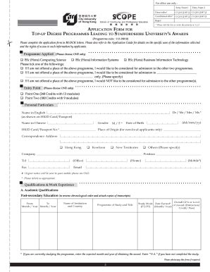 Fillable Online Scope APPLICATION FORM FOR TOP UP DEGREE PROGRAMMES