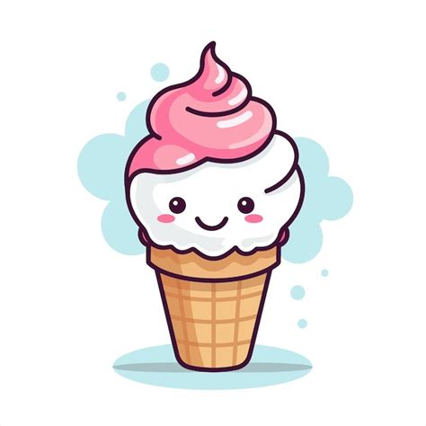 Un lindo helado ilustración plana dibujo vectorial de helado