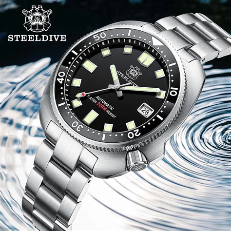 STEELDIVE SD1980 Blue Dial 44mm Men Mechanical Dive Watch Abalone NH35