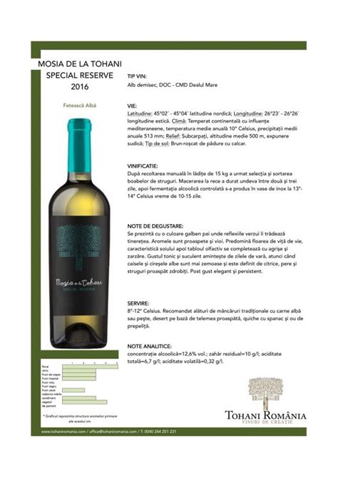 Vin Mosia Tohani Special Reserve Feteasca Regala 0 75L Băutură Online