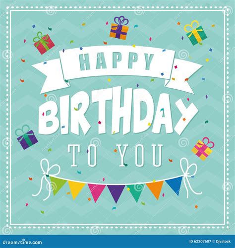 Happy Birthday Colorful Card Stock Vector Illustration Of T Graphic 62207607