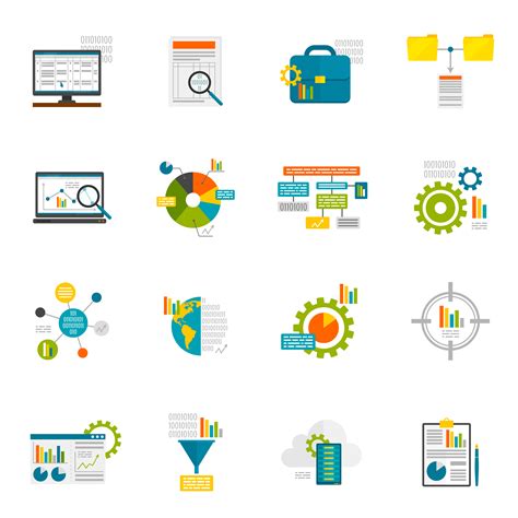 Data Analytics Flat Icons 462462 Vector Art At Vecteezy