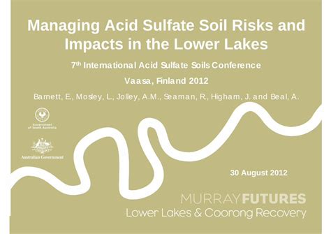 Pdf Managing Acid Sulfate Soil Risks And Impacts In The Lower