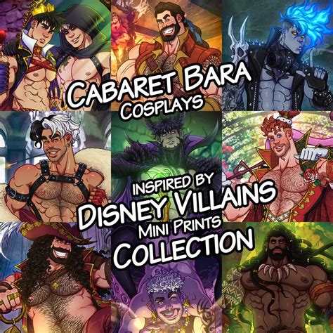 Mini Prints Cabaret Bara Cosplays Inspired By Disney Villains Sexy Bara Art Gay Geek Etsy