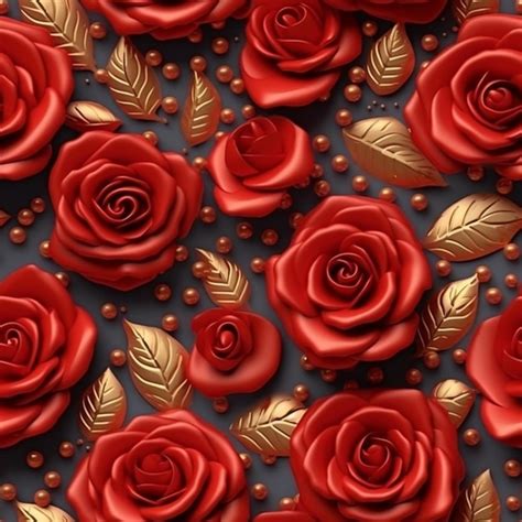 Premium AI Image A Close Up Of A Bunch Of Red Roses With Gold Leaves