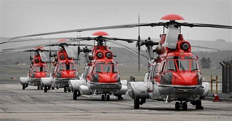 4_CHC_helicopters_at_Aberdeen_Airport - Airport Spotting