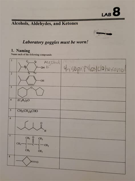 Solved Lab Alcohols Aldehydes And Ketones Laboratory Chegg