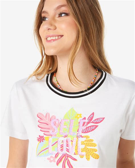 Riachuelo Camiseta Cropped Juvenil Manga Curta Self Love Branco Tam