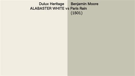 Dulux Heritage ALABASTER WHITE Vs Benjamin Moore Paris Rain 1501 Side