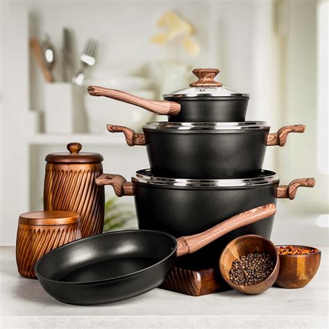 Buy 7pcs Forged Aluminum Cookware Set With Silicone Handles Online Nice