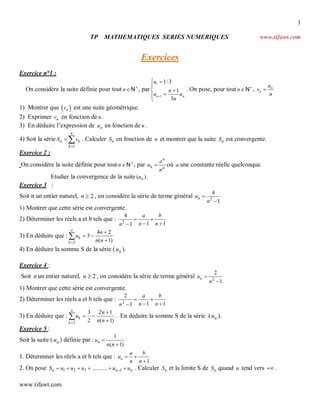 Tifawt Suite Exercice Series Numeriques Pdf