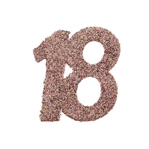 The Number Eighteen Is Made Up Of Pink And Purple Glitter