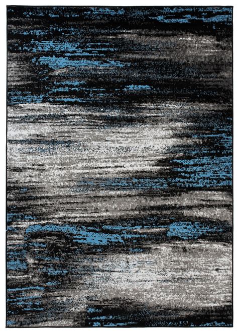 Tapiso Tapis Salon Poil Court Maya Gris Noir Bleu Mouchet