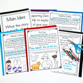 Supporting Details Anchor Chart Supporting Details Activities Cut And