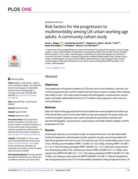 Pdf Risk Factors For The Progression To Multimorbidity Among Uk Urban