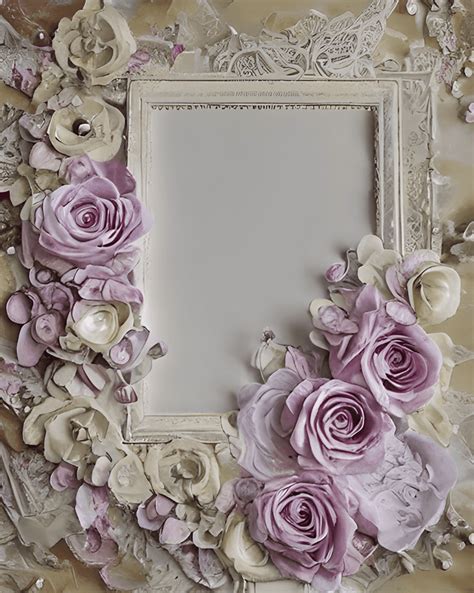 Shabby Chic Scrapbook Rahmen Mit Lila Rosen Creative Fabrica