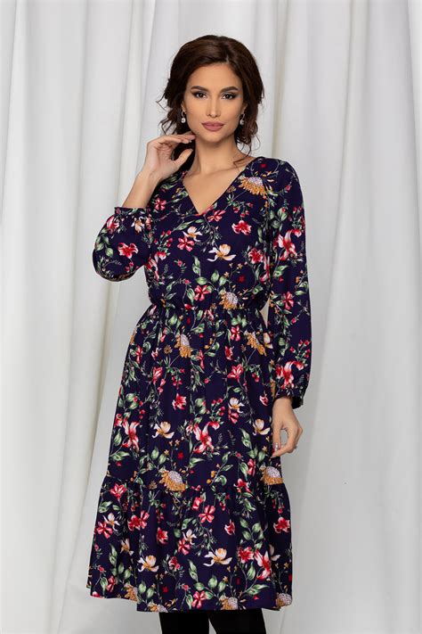 Rochie StarShinerS Eleganta Cu Imprimeu Floral Midi Tip Creion Din